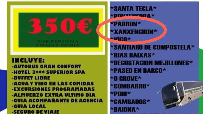 El cartel que incluye el nuevo topónimo de Sanxenxo. TWITTER