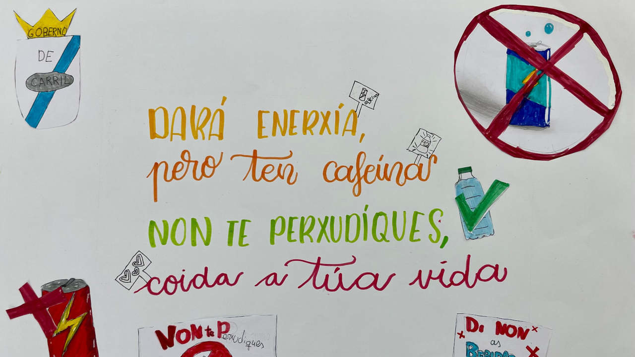 Uno de los carteles elaborado por alumnos de los colegios de Vilagarcía. DS