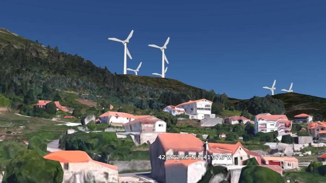  Simulación do parque eólico difundida en 2021 pola plataforma Non ao Parque do Monte Castrove. D. P. 