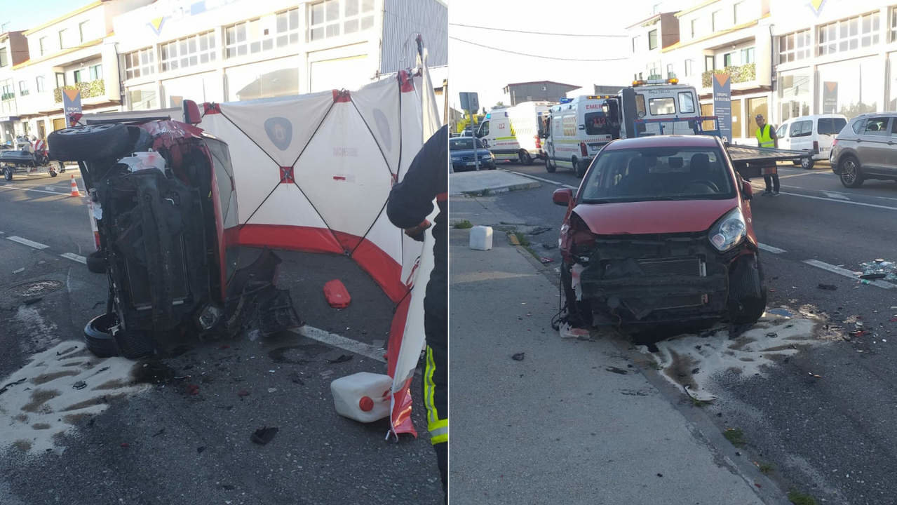 Imágenes del accidente ocurrido en la tarde de este domingo en Cambados. EMERXENCIAS CAMBADOS