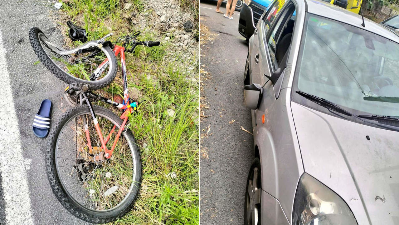  La bicicleta y el coche implicados en el accidente. EMERXENCIAS CAMBADOS 